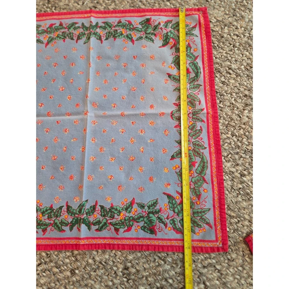 Set of 12 Williams Sonoma Provence Blue Red Napkin Floral 100% Cotton - read